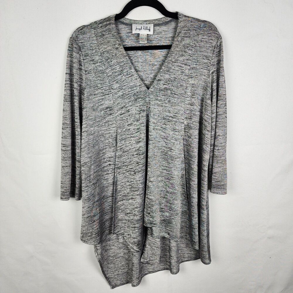 JOSEPH RIBKOFF Gray Tunic Asymmetric Handkerchief Hem Draped Womens 12 Lagenlook